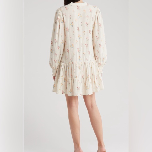 Rachel Parcell Floral Long Sleeve Cotton Gauze Mini Dress Size Large NWT - Picture 7 of 8